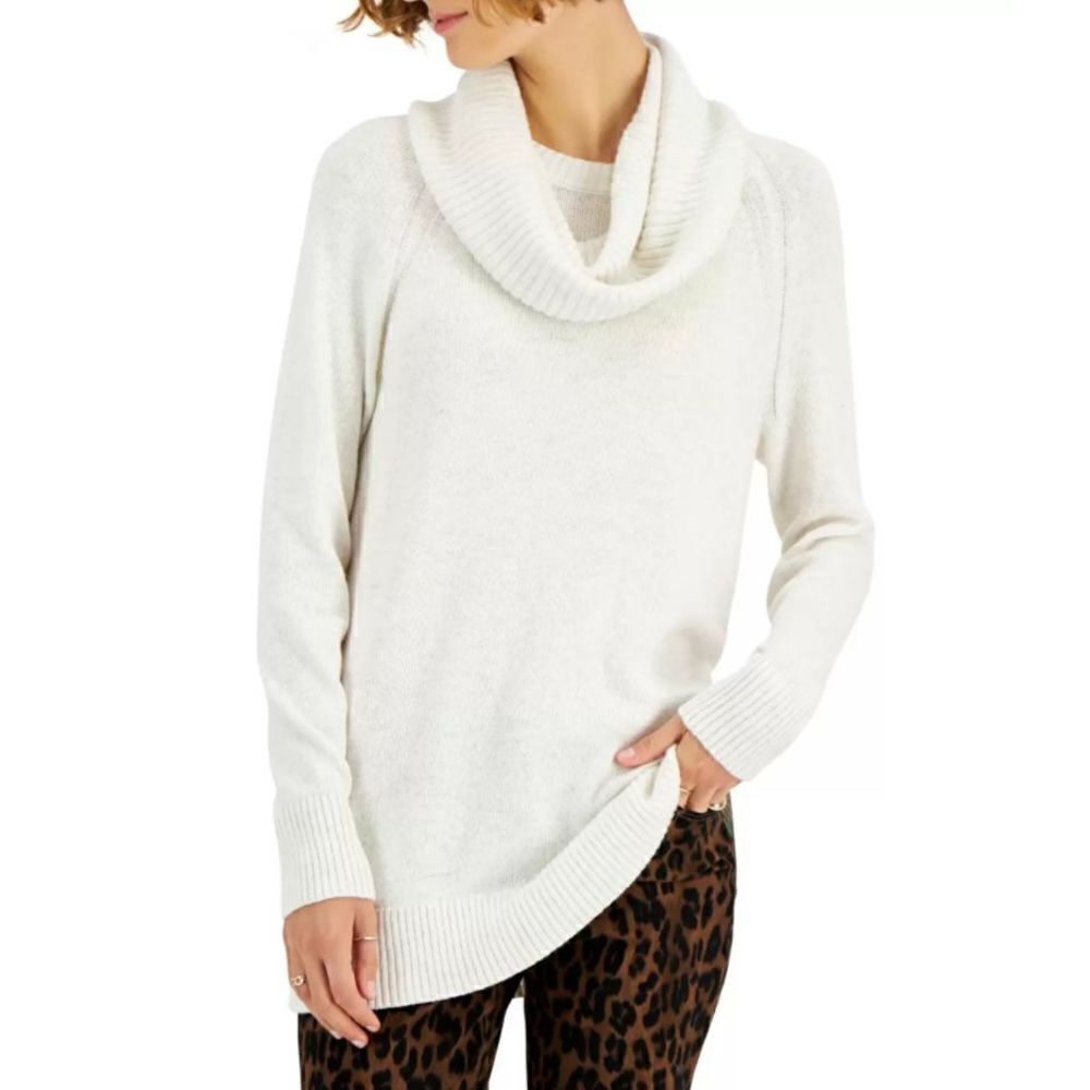NWT Style & Co Sz XL White Off Detachable Scarf Tunic Sweater wear it 2 ways